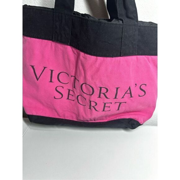 Victoria's Secret Tote Pink Red Black Beach Travel Bag VS Logo See Description - Picture 9 of 11